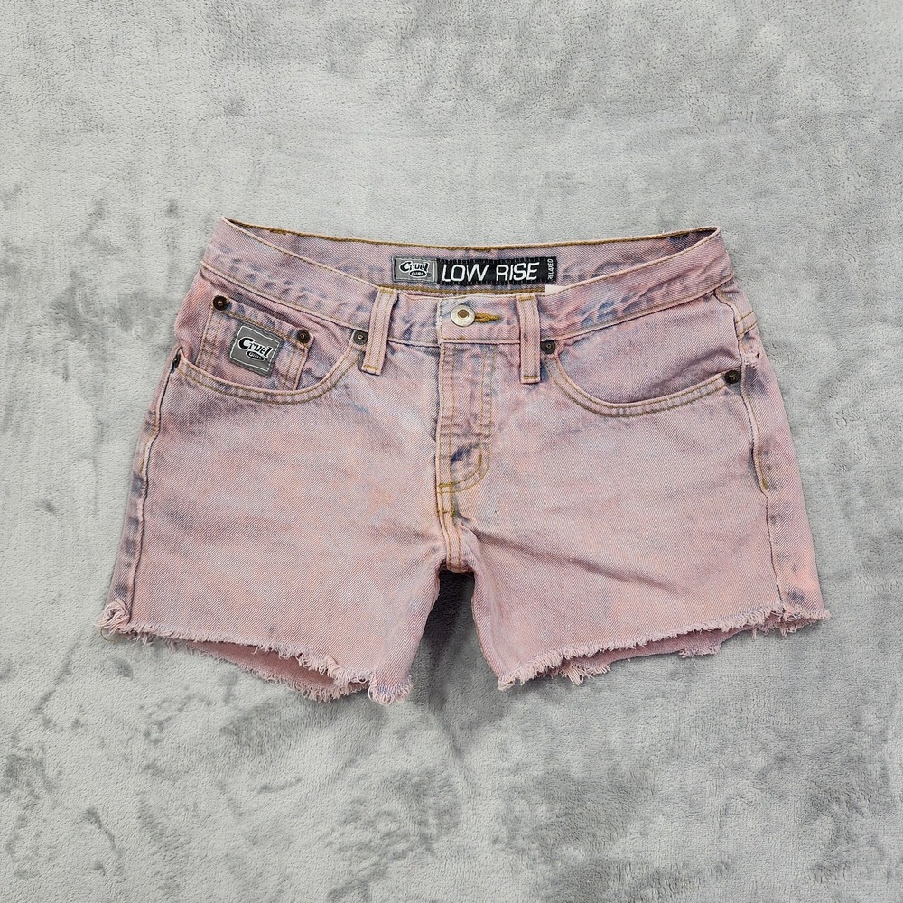Vintage Cruel Girl Shorts Womens 5 Juniors Pink Low Rise Cutoff Denim Relaxed